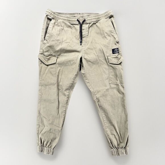 Tony Hawk Cargo Joggers Mens Large Khaki Stretch Elastic Waist Skater Grunge - Picture 1 of 9